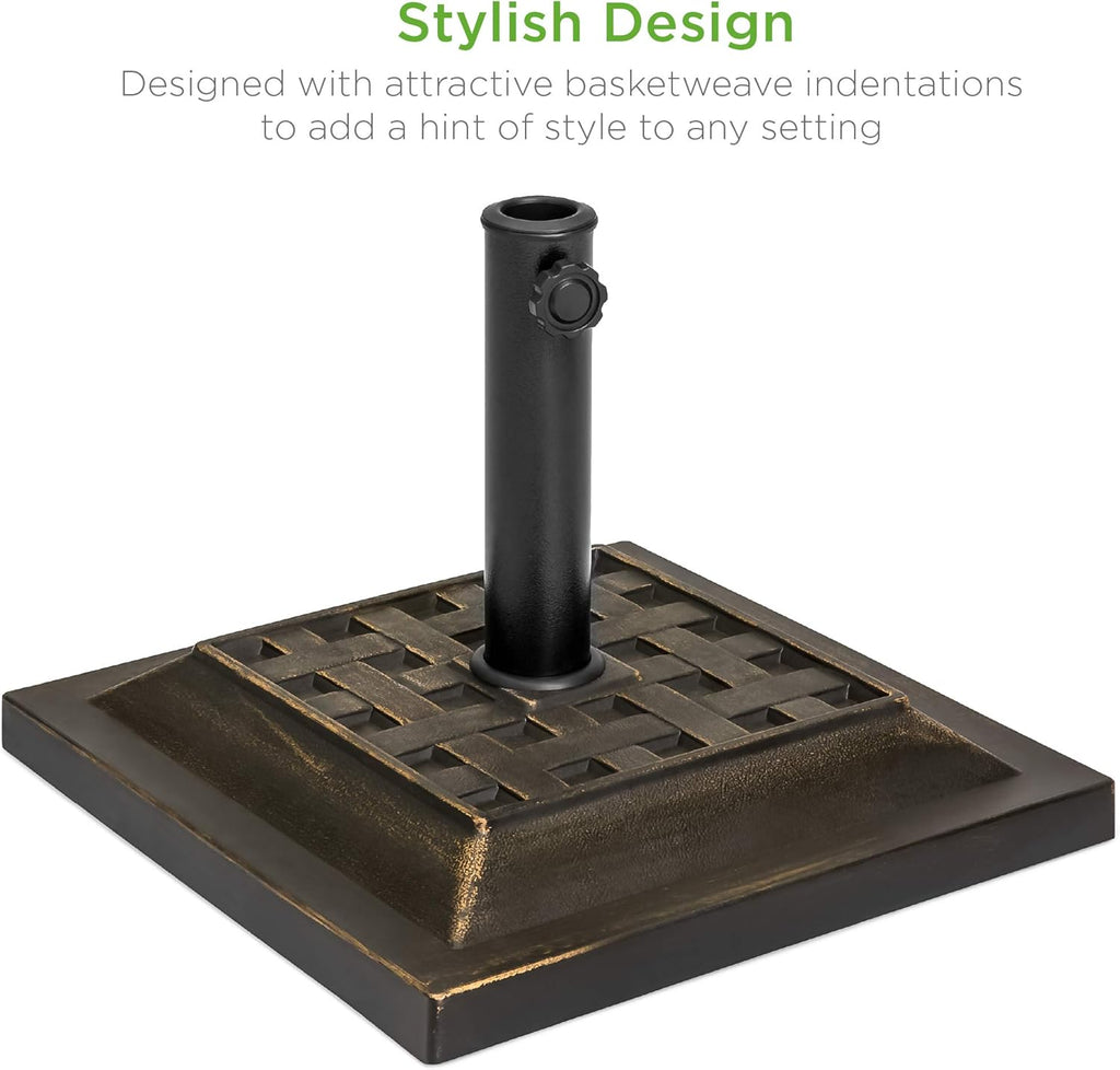 Bes Choic Product 26l Outdoo Pati Umbrell Stan Heavy-Dut Stee Squar Umbrell Bas w/Bronz Finish Decorativ Baske Weav Pattern