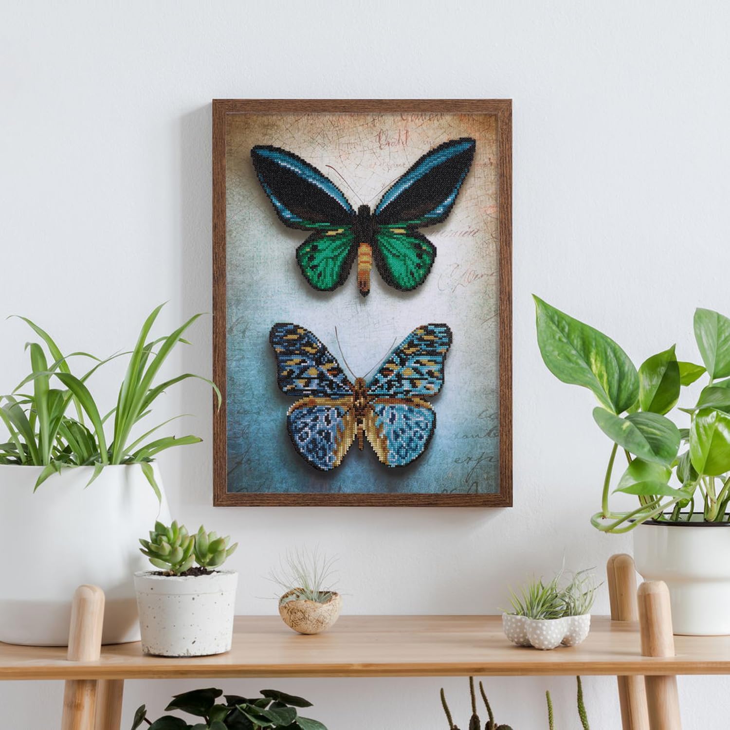 DIAMON DOT Antiqu Butterflie Diamon Paintin Kit fo Adult Diamon Ar Kit Relaxin Creativ Craf Ki wit Dot Gem 20.3x14.6