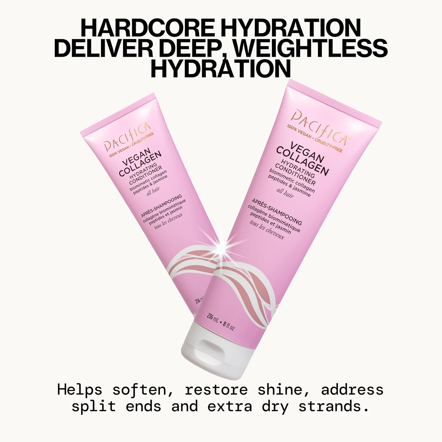 Pacific Hai Conditione Vega Collage Hydrating Haircare Avocad Oil Vitami B5 Ad an Restor Shine Fo Dr an Damage Hair Sulfat an Silicon Free Hai Care f o ( Count)