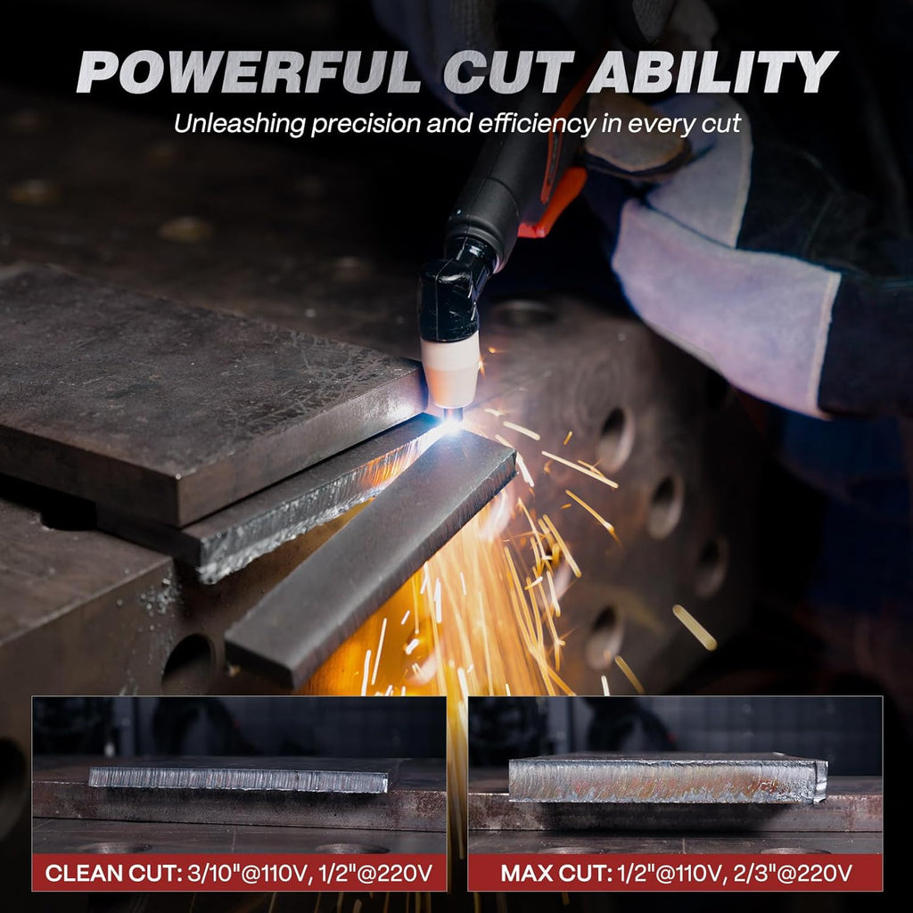 ARCCAPTAIN Plasma Cutter, [Large LED Display] 50Amps Cutter Machine with 110/220V Dual Voltage DC Inverter IGBT 1/2 Inch Clean Cut Post Flow and 2T/4T, for Beginners DIY