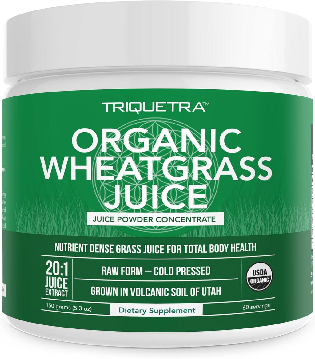 Organic Wheatgrass Juice Powder - Organic, Grown in Volcanic Soil of Utah - Raw Form, Cold-Pressed Then CO2 Dried, 20:1 Concentrate Juice Extract - Unflavored (5.3 oz ¨C 60 Servings)