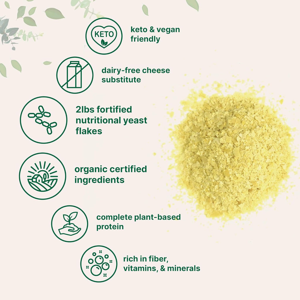 Micr Ingredient Organi Fortifie Nutritiona Yeas Flakes 2l (32oz Ric i Vega Protein Vitamins Beta-Glucan Ket Friendly Dair Fre Chees Substitute Non-GMO Glute Free