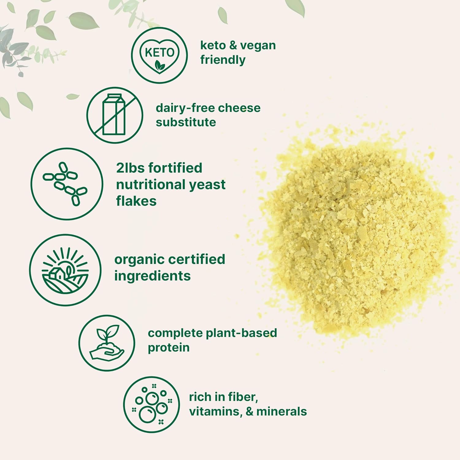 Micr Ingredient Organi Fortifie Nutritiona Yeas Flakes 2l (32oz Ric i Vega Protein Vitamins Beta-Glucan Ket Friendly Dair Fre Chees Substitute Non-GMO Glute Free