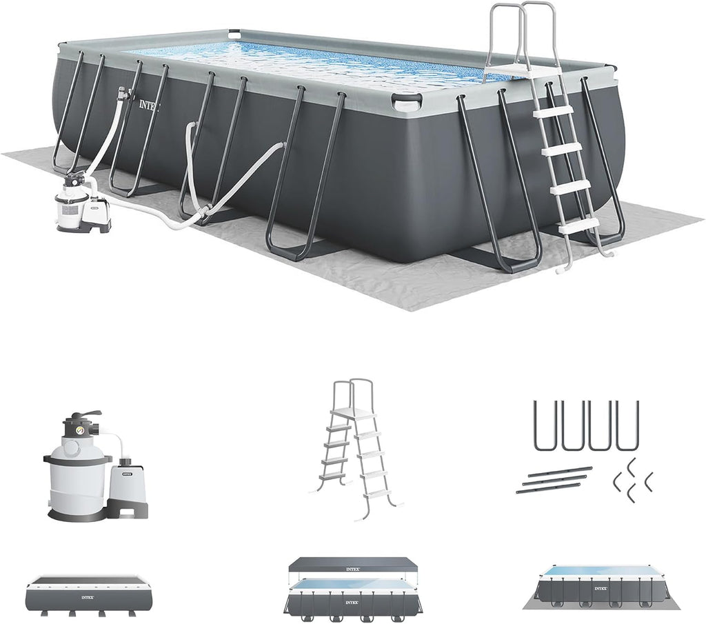 INTEX 26363EH Ultra XTR Deluxe Rectangular Above Ground Swimming Pool Set: 24ft x 12ft x 52in ¨C Includes 2100 GPH Sand Filter Pump ¨C Easy Assembly