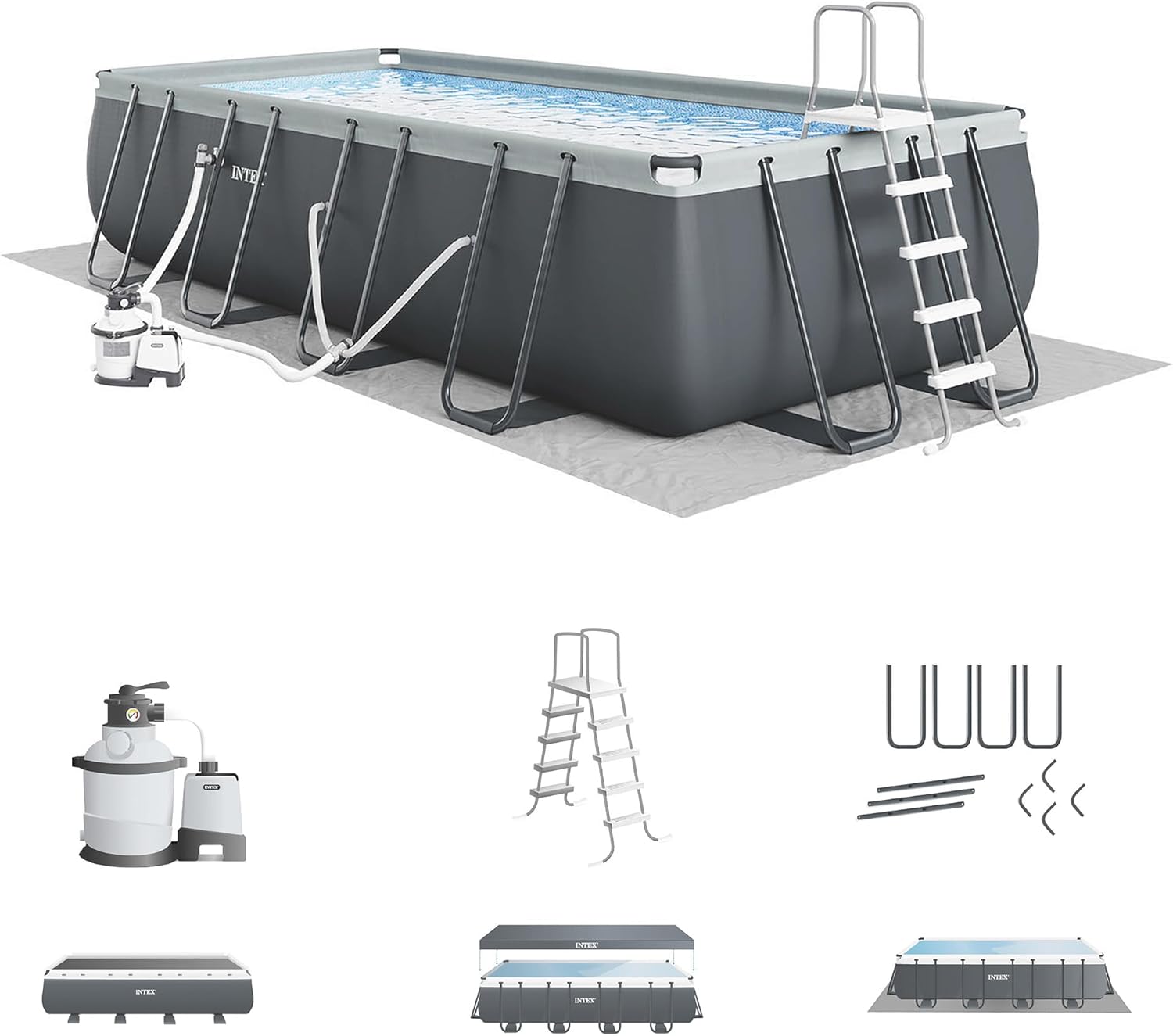 INTEX 26363EH Ultra XTR Deluxe Rectangular Above Ground Swimming Pool Set: 24ft x 12ft x 52in ¨C Includes 2100 GPH Sand Filter Pump ¨C Easy Assembly