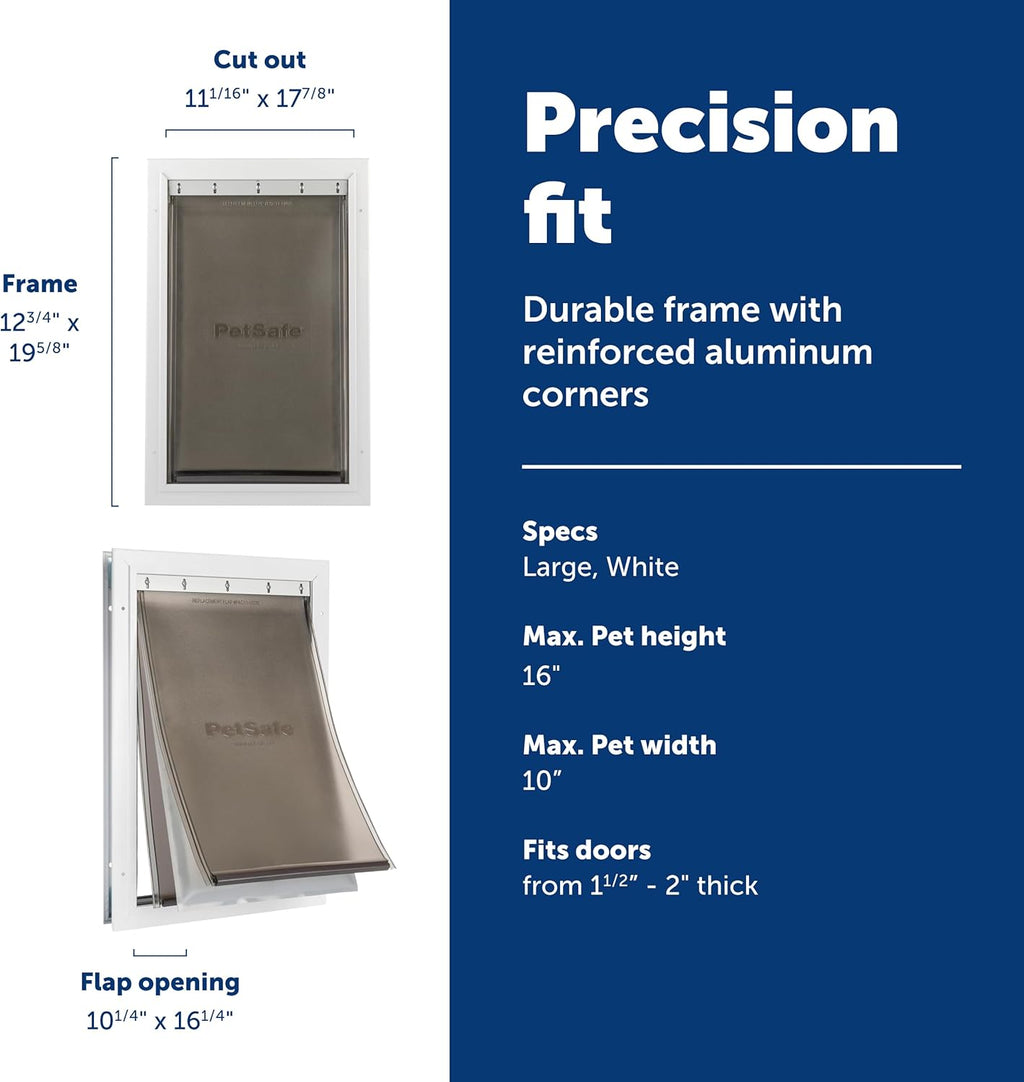 PetSafe Extreme Weather Aluminum Pet Door - Energy-Saving Thermal Barrier Pet Flap with Slide-in Door Locking Secure Flap Cover - for Dogs Up to 100 Lb - Large