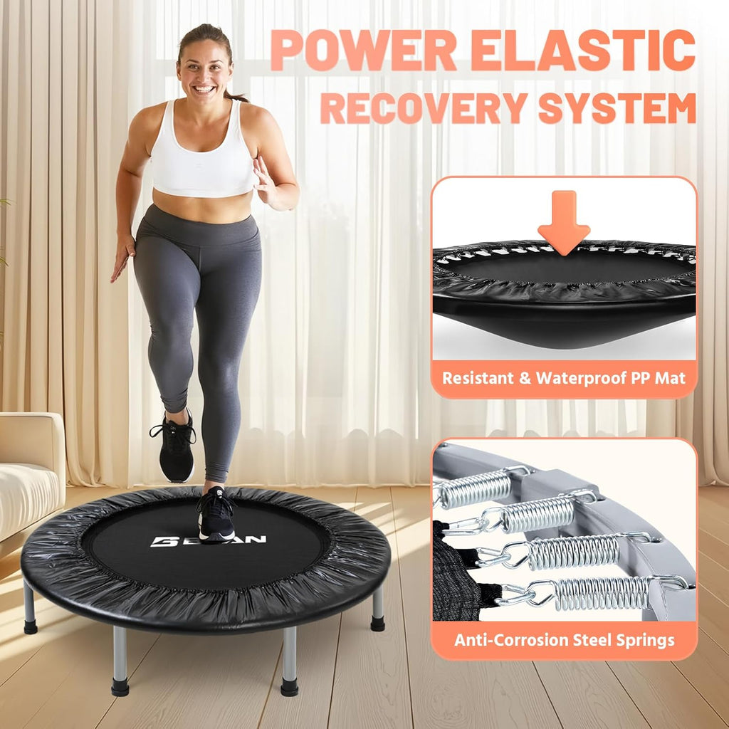 BCAN 38inch/40''/48'' Foldable Mini Trampoline Fitness Trampoline with Safety Pad,Rebounder Exercise Trampoline for Adults Indoor/Garden Workout,Max Load 300lbs/440lbs