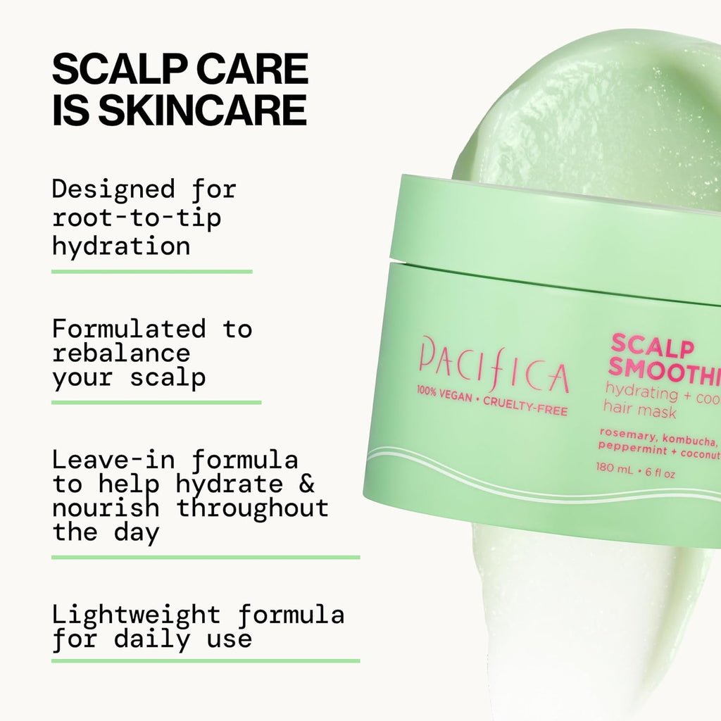 Pacifica Scalp Smoothie Hydrating Scalp Treatment Leave-On Hair Mask, Cooling Relief for Dry, Flaky, Itchy Scalp Thinning Hair, Vegan Cruelty-Free, 6 fl oz