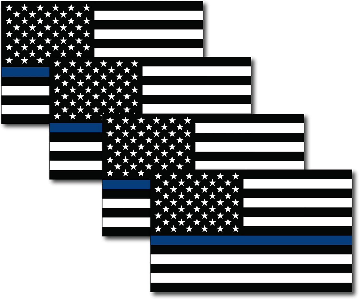 Magnet Me Up Thin Blue Line American Flag Magnet Decal, 3x5 inches, 4 Pack, Heavy Duty Automotive Magnet for Car Truck SUV, in Support of and Law Enforcement Officers