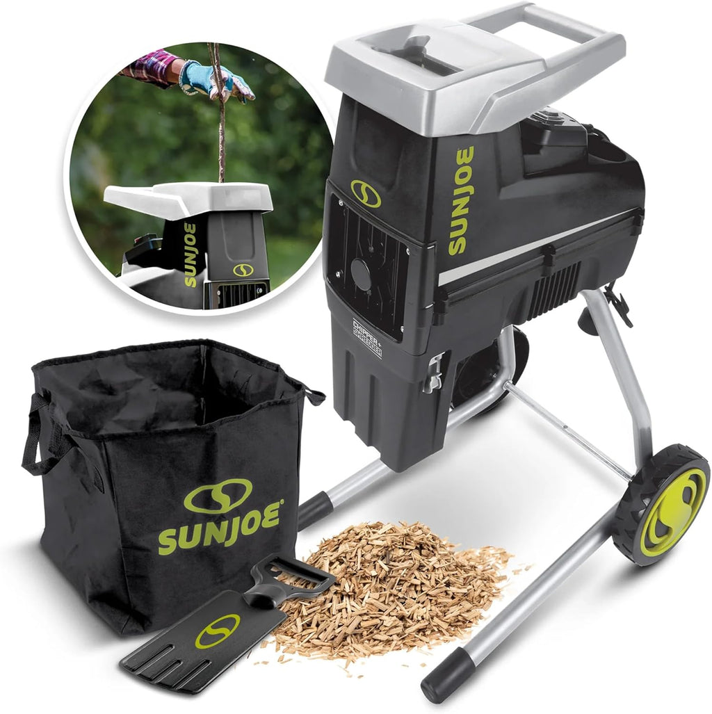 Su Jo Silen Woo Chippe Shredder 15-Am Corde Electri Yar Wast Shreddin Machin wit Collectio Bag 1. Inc Cuttin Diameter Black
