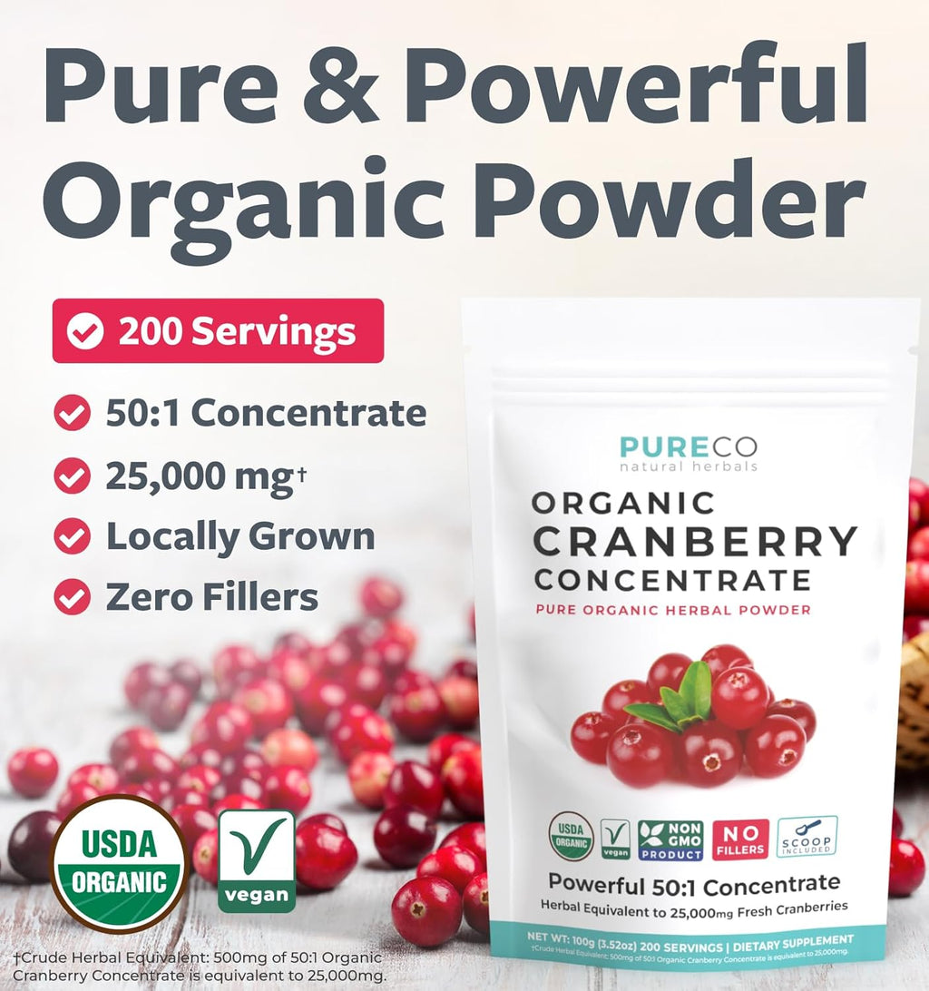 USD Cranberr Powde Organi Certifie Organi Cranberr Juic Concentrat Suppor Urinar Trac Healt fo Wome Me Pur Berr Concentrat Vega Non-GM Fille Fre (20 Servings)