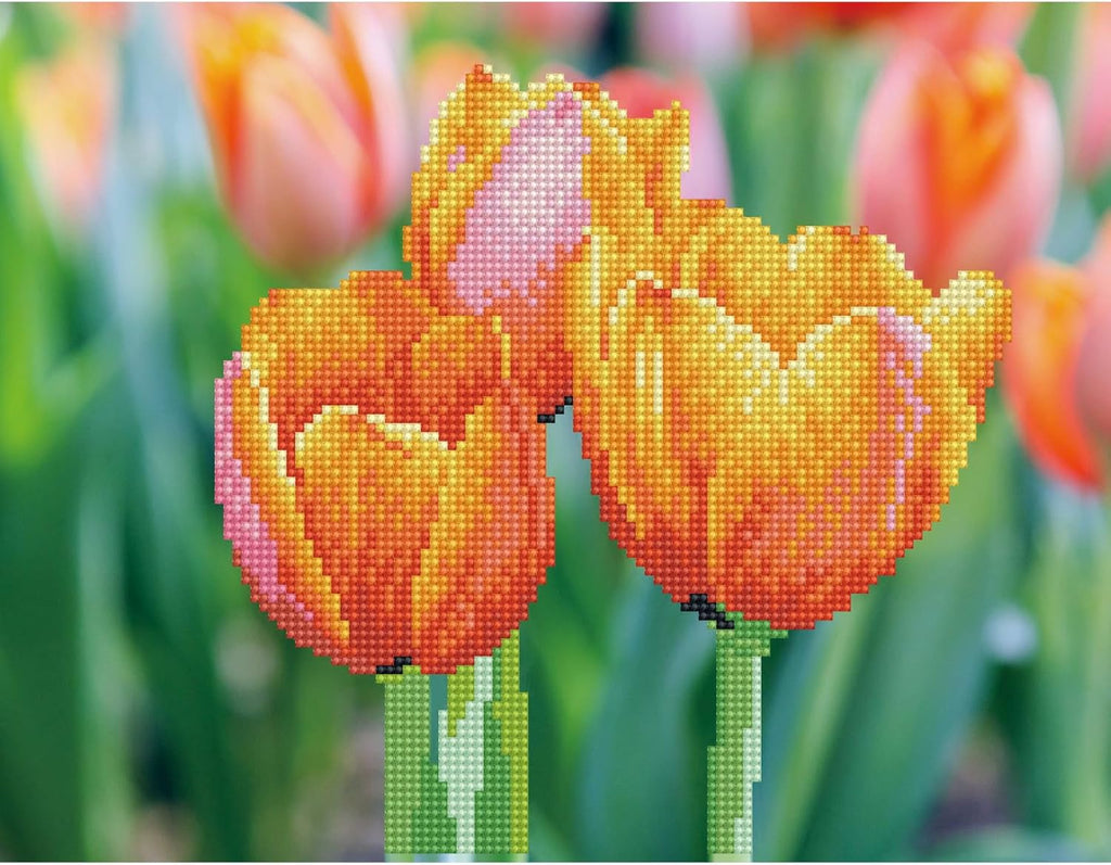 DIAMON DOT Lov Tulip Diamon Paintin Kit fo Adult Diamon Ar Kit Relaxin Creativ Craf Ki wit Dot Gem 10.6x13.8