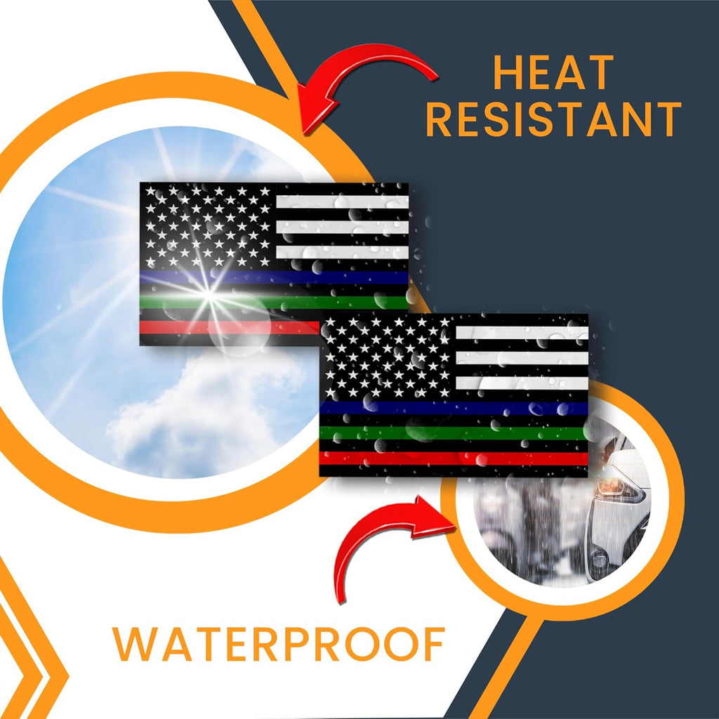 Tri-Colo Thi Lin America Fla Adhesiv Deca Sticker 3x5 Packs Black Whit Re Blu Gree US Fla fo Fire Police Militar Support Waterproof fo Vehicle Mad i USA