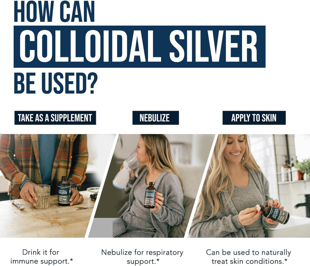 Colloidal Silver - 8 oz, Glass Bottle, Vegan, Safe Doses with Highest Effectiveness - Nano Ions, 30 PPM - Immune Support (48 Servings)