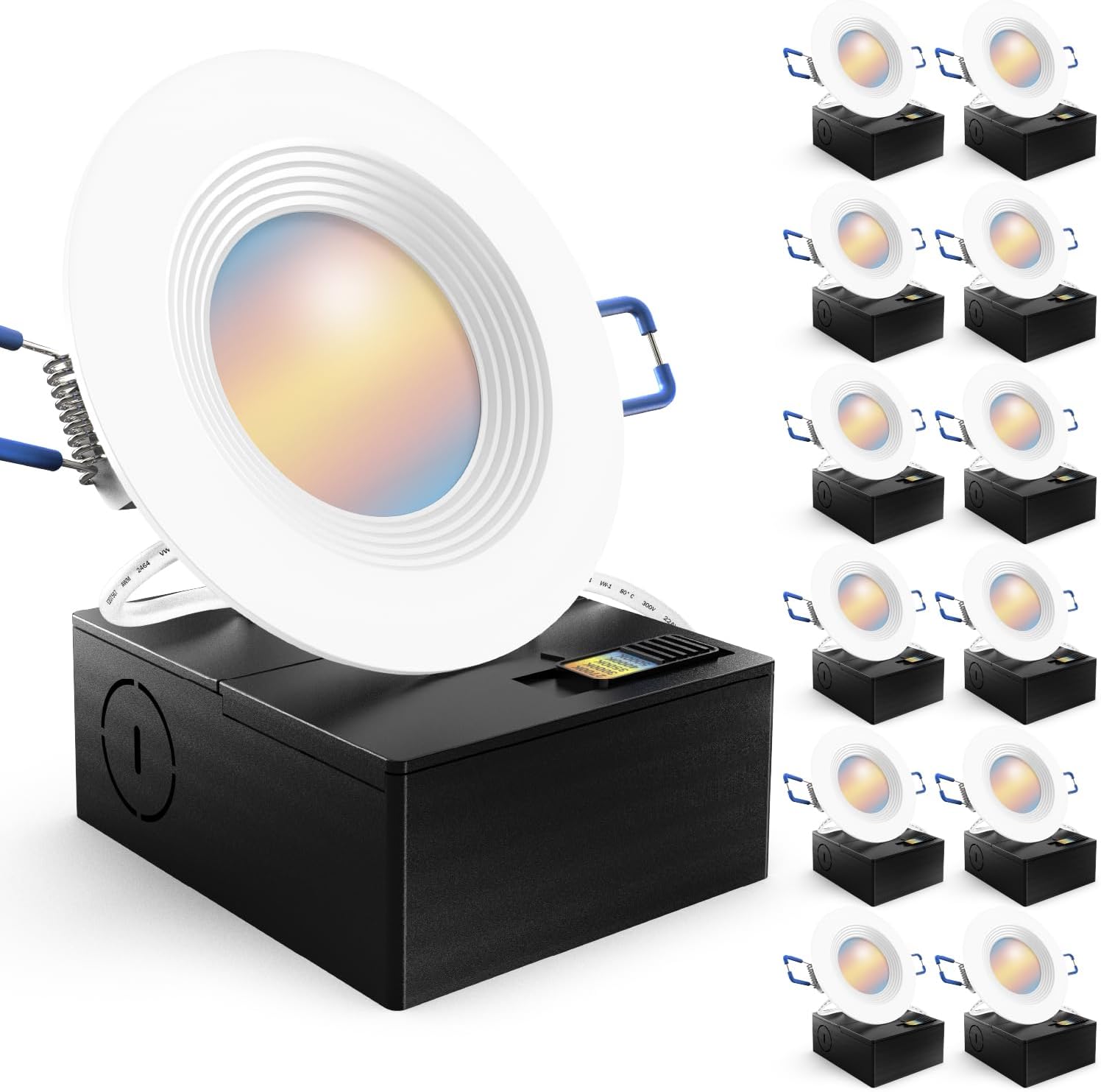 Sunco 12 Pack 3 Inch Recessed Lighting LED, Canless Ultra Thin Flush Mount Ceiling Fixture Light with Junction Box, 550 Lumens, Selectable CCT 2700K/3000K/4000K/5000K/6000K, Dimmable, 6W=50W UL/ETL