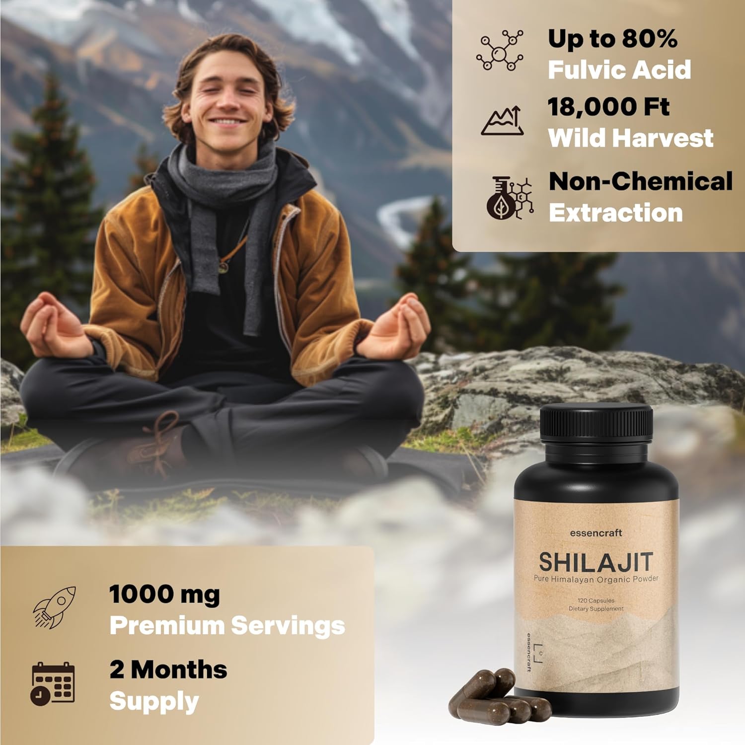 Organi Himalaya Shilaji Resi Extrac 1000m Ma Potency La Teste Pur Shilaji fo Me Women 85 Trac Mineral Fulvi Acid Immun Support Energy Cognition Mont Supply 12 Capsules