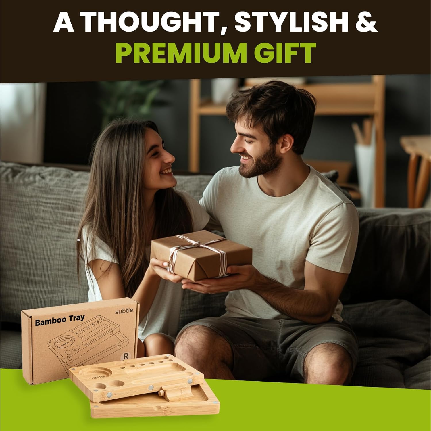 Foldable Bamboo Tray with Magnetic Lid - Durable, Easy to Clean - Portable, Perfect for Home Storage or Travel, Decorative-Tray - Gifts for Him - 8.5inch x 5inch