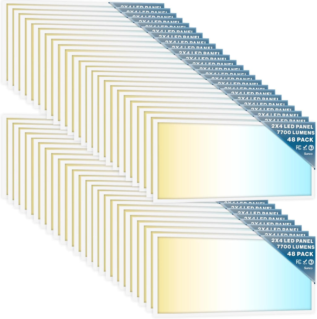 Sunc 4 Pac 2x LE Fla Pane Ligh Dro Ceilin Offic Fixture 770 LM Selectabl Features 40W/50W/60W 4000K/5000K/6000K Dimmabl (0-10V) Dustproo ETL.
