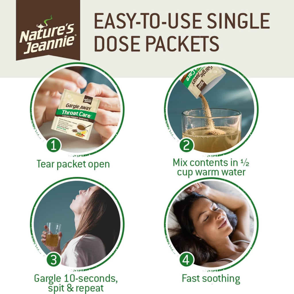 Nature¡¯s Jeannie All-Natural Throat Care ¨C Soothing Botanical Rinse for Throat, Mucus-Related, Oral, Vocal Clarity - Seasonal & Daily Wellness (20 Packets, Warming Spicy Herb Flavor)