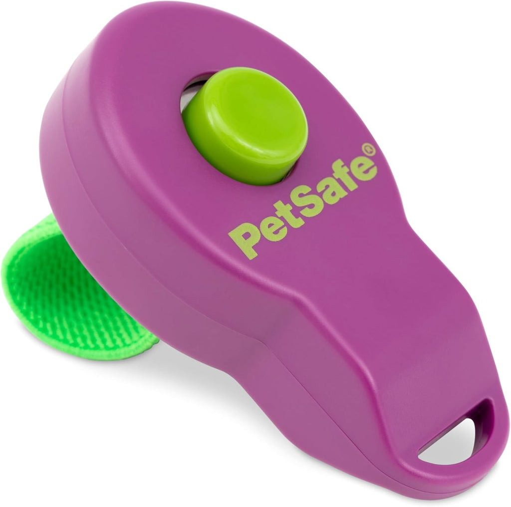 PetSafe Clik-R Training Tool - Positive Behavior Reinforcement - Ergonomic Design - Compact Finger Band - Daily Training Accessory - Clicker for Dogs Cats - Purple