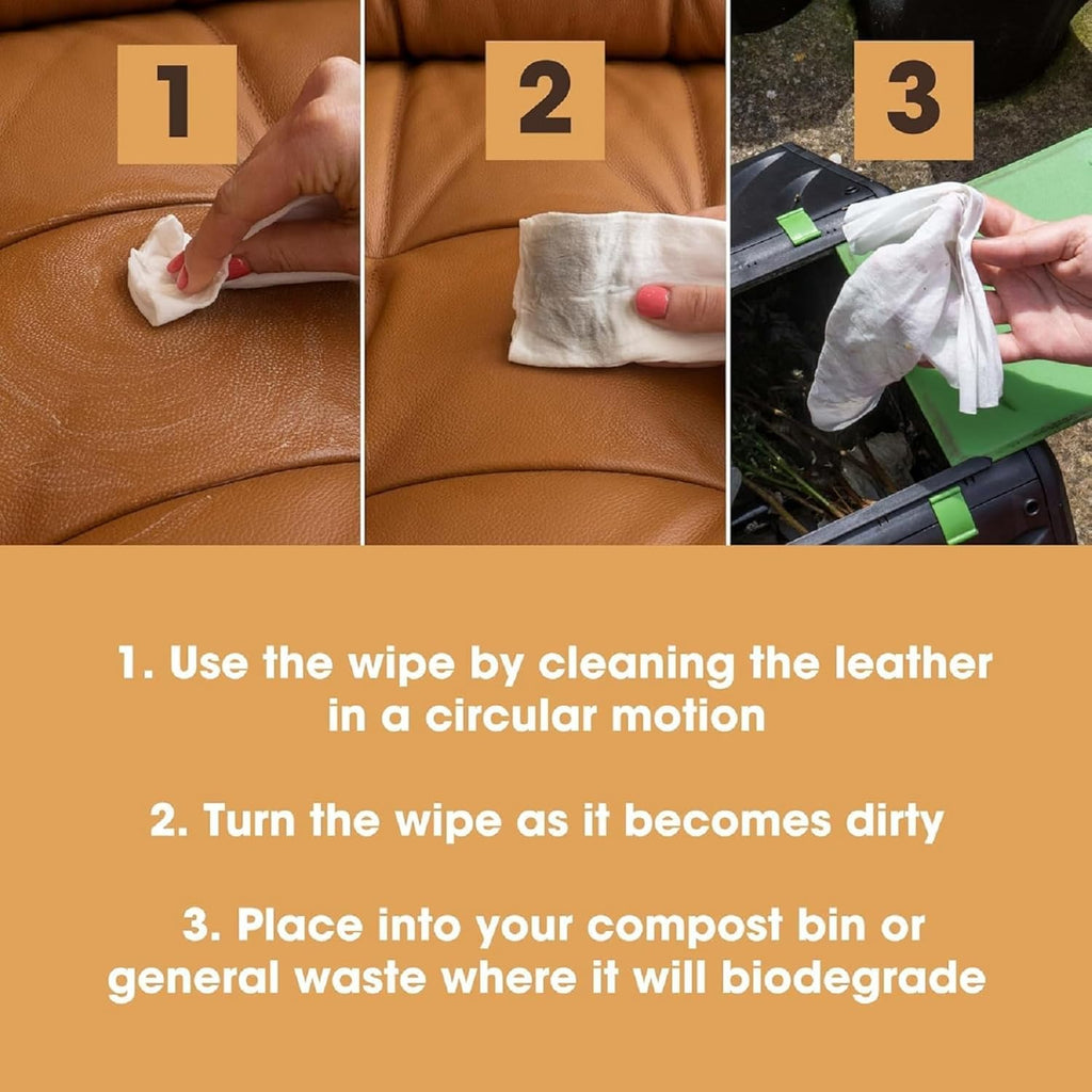 Furniture Clinic Leather Cleaning Wipes | 80 Count | Clean Restore Leather Vinyl Furniture, Handbags, Jackets, Car Seats, Interiors More | Residue Streak-Free | for Everyday Use