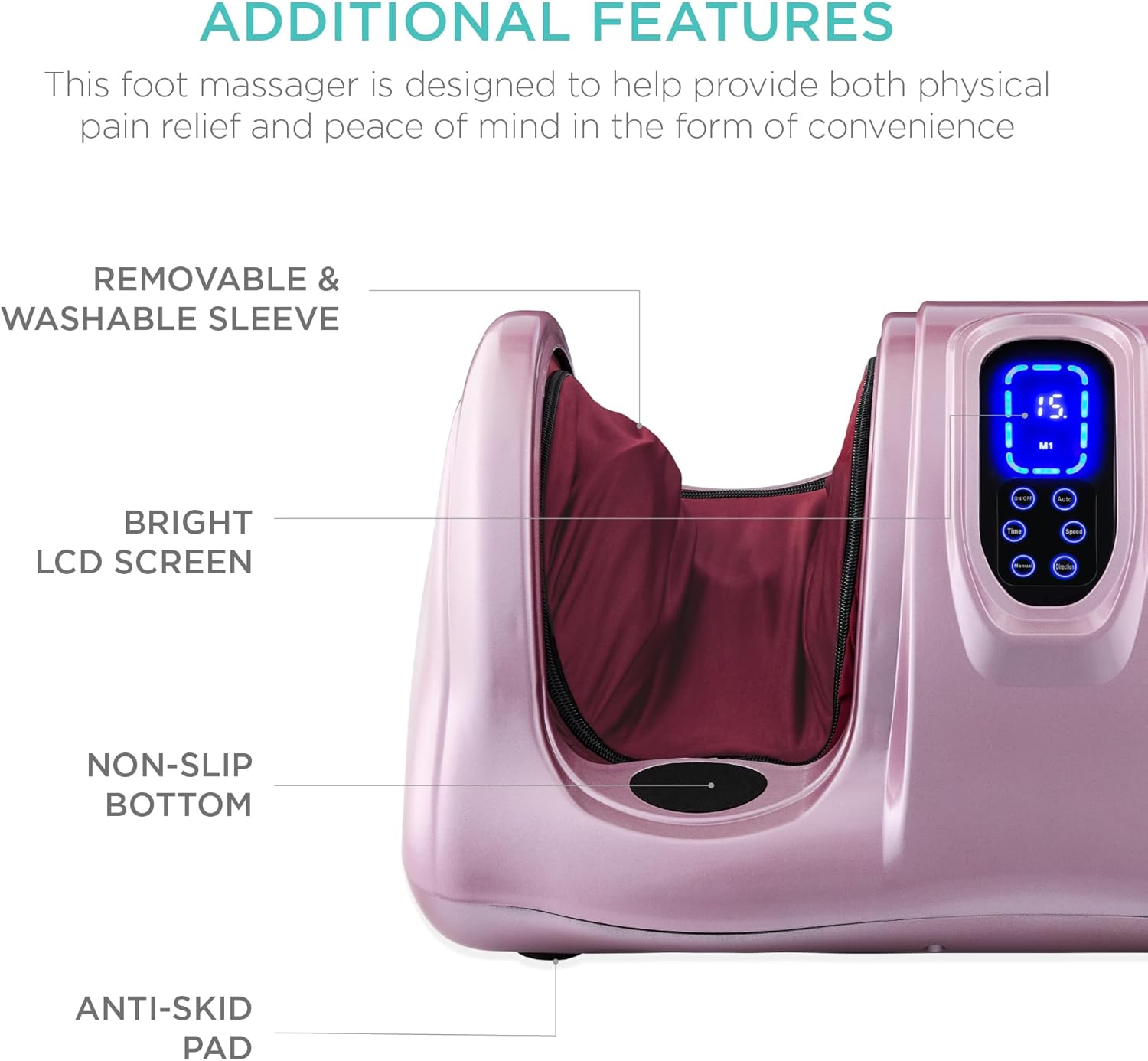 Best Choice Products Shiatsu Foot Massager for Pain Relief, Plantar Fasciitis, Neuropathy, Blood Circulation, Remote Control w/Compact Design - Rose Gold