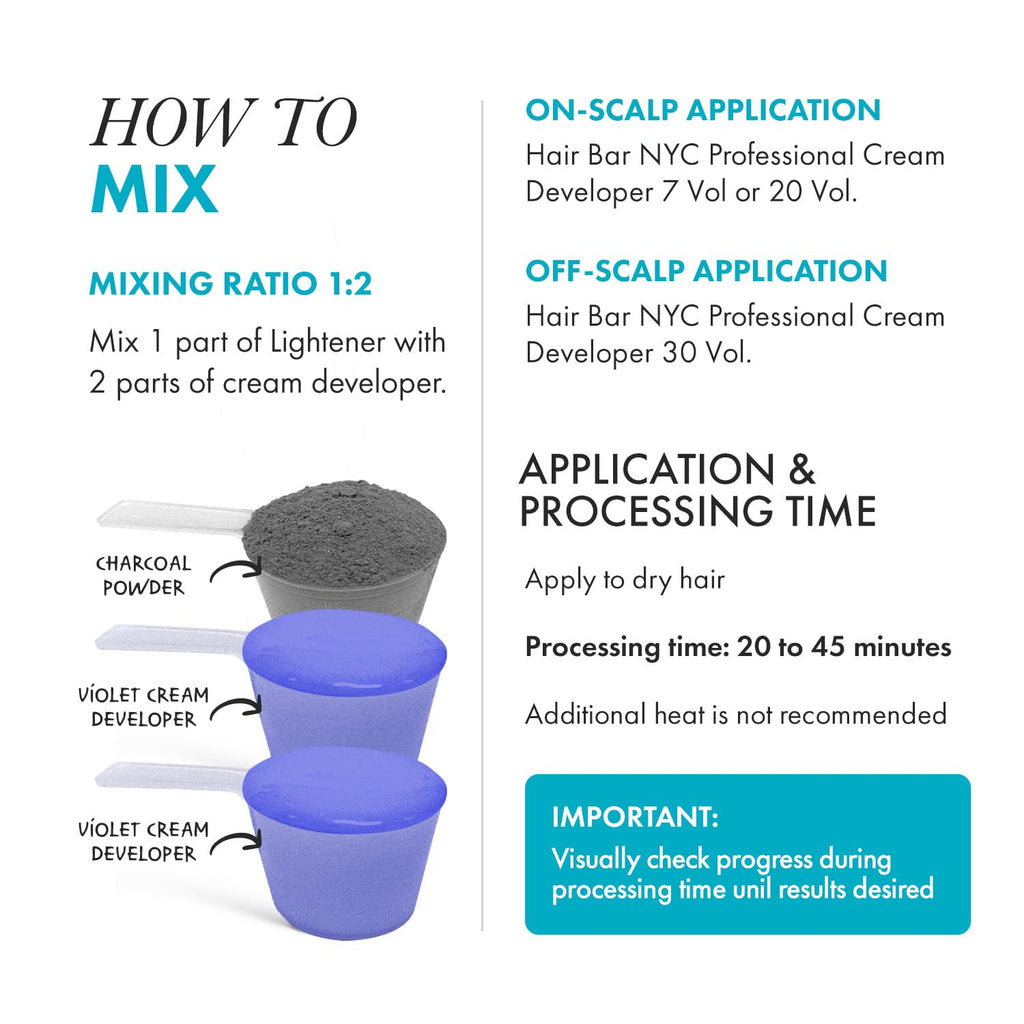 Hair Bar NYC Blond Plex 10X Lightener + 30 Volume Violet Developer Kit ¨C Dust-Free Charcoal Bleach Powder (50g / 1.76 oz) + Anti-Brass Developer (120 ml / 4.06 fl oz) ¨C Bond-Building Formula