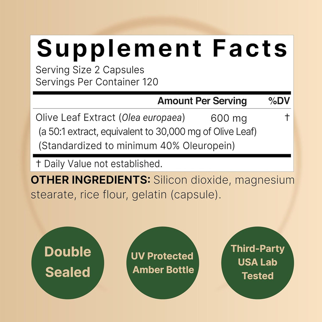 NatureBell Olive Leaf Extract 30000mg, 240 Capsules | 40% Active Oleuropein, 50:1 Herbal Equivalent ¨C Rich in Polyphenol & Flavonoid Antioxidants for Immune & Heart Health ¨C Non-GMO
