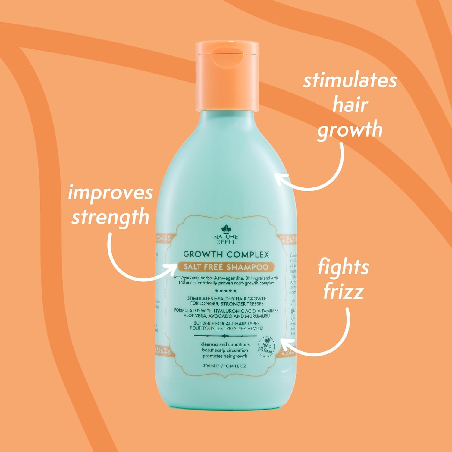 Natur Spel Hai Growt Comple Shampoo Sulfat Parabe Free Nourishin Strengthening Infuse wit Hyaluroni Aci Vitami B5 Fo Al Hai Types Vegan 10.1 f oz