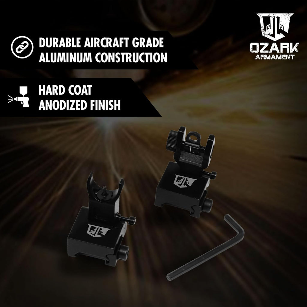 Flip Up Iron Sights - BUIS Flip Up Sights Rail Mounted - Front and Rear Sight Set