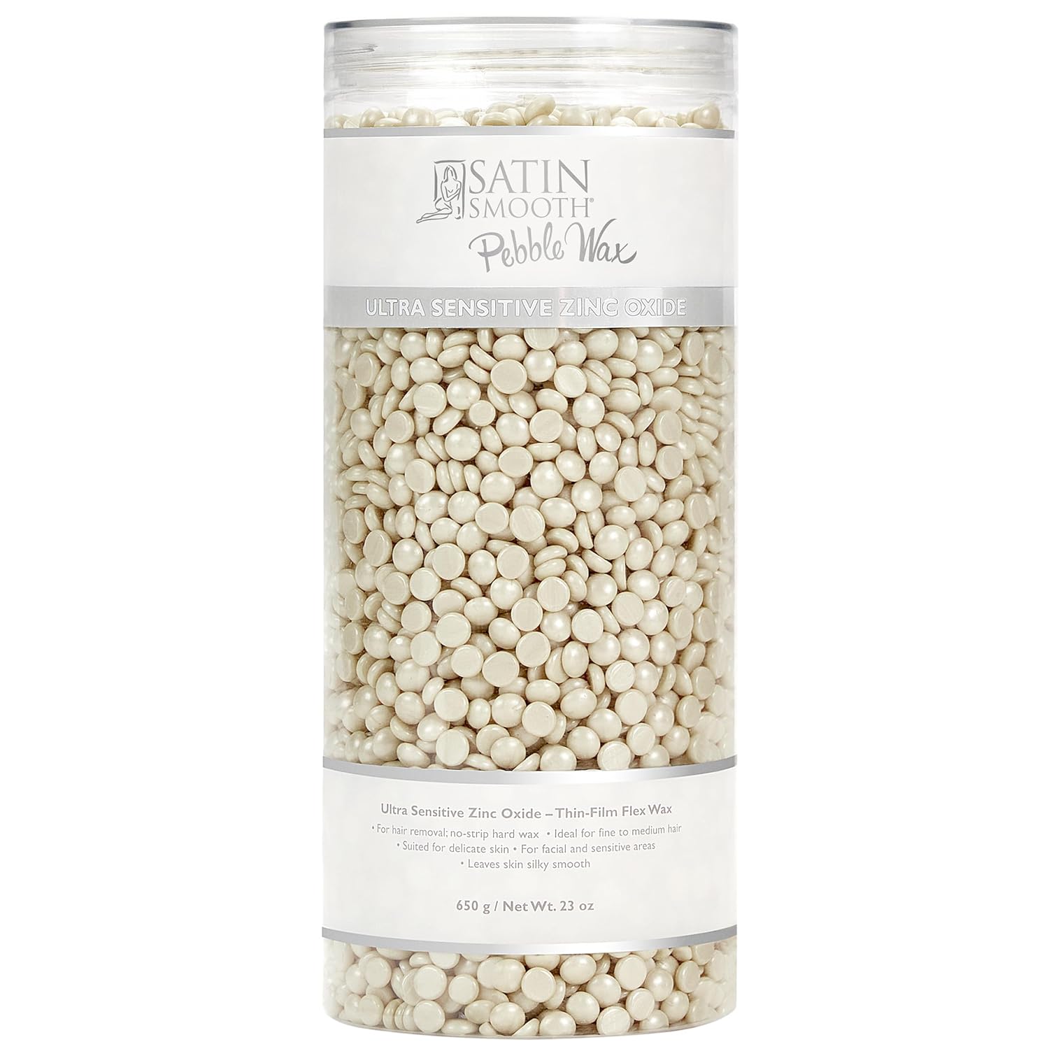 Satin Smooth Ultra Sensitive Zinc Oxide Hard Wax Beads ¨C Thin-Film Pebble Wax for Hair Removal, Ideal for Face Bikini Area, 23 oz