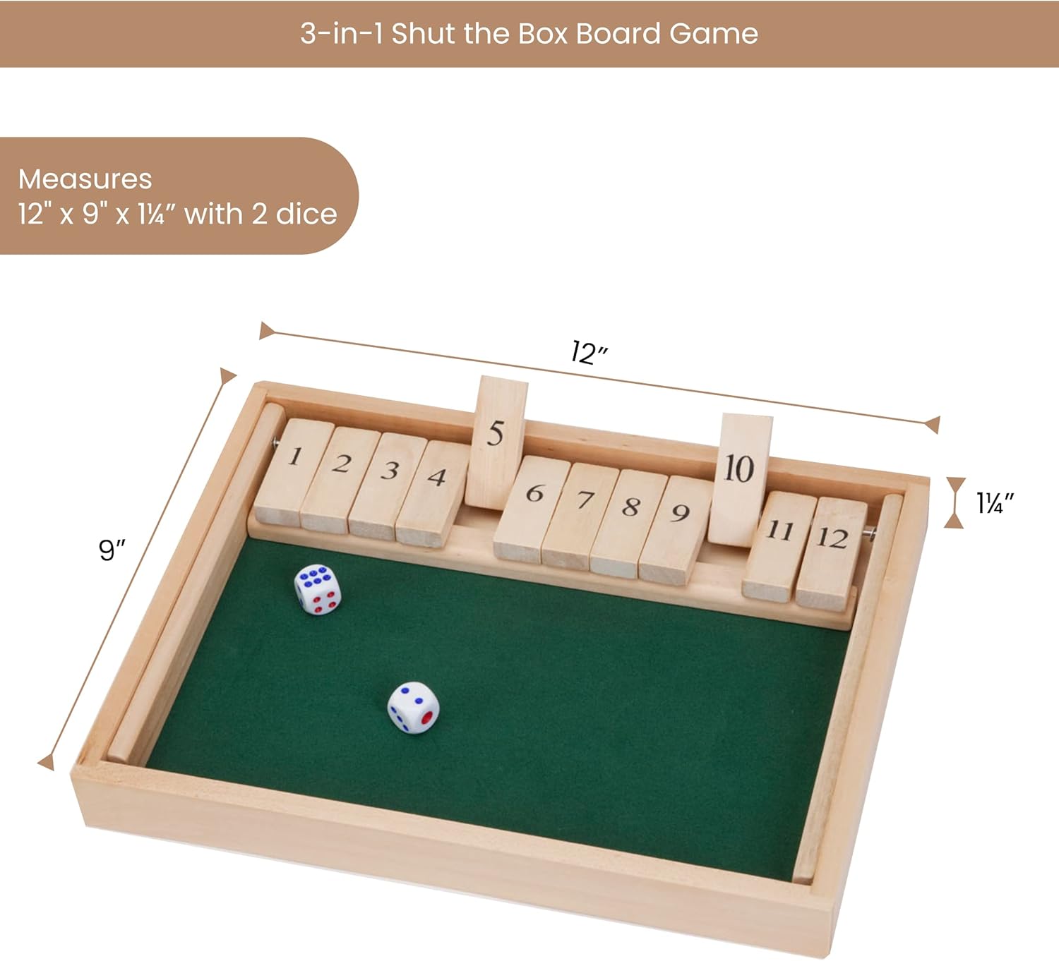 Bit an Piece Larg Shu Th Bo Gam 3-in- Boar Gam 1 Dic Boar Gam Woode Pu Tableto Gam Bo  Dic Included