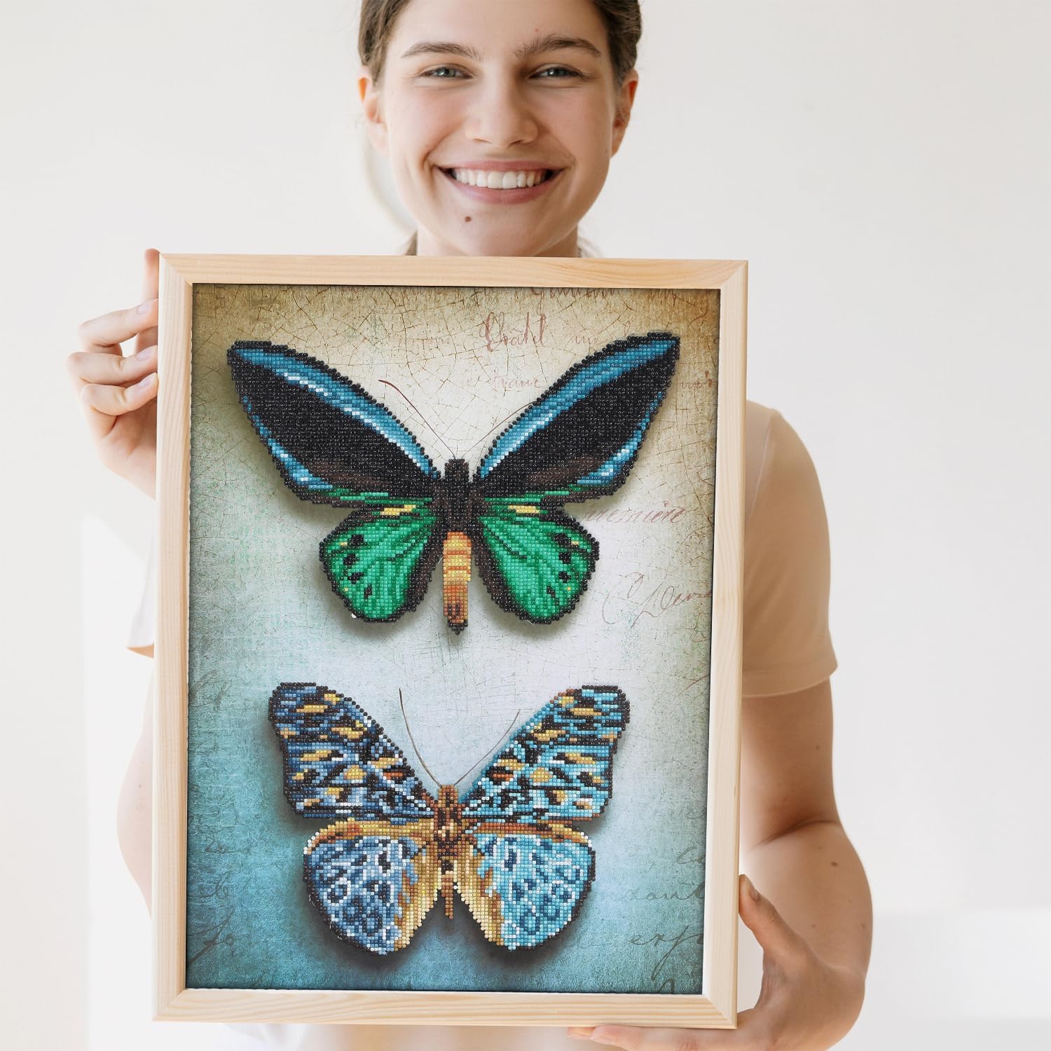 DIAMON DOT Antiqu Butterflie Diamon Paintin Kit fo Adult Diamon Ar Kit Relaxin Creativ Craf Ki wit Dot Gem 20.3x14.6