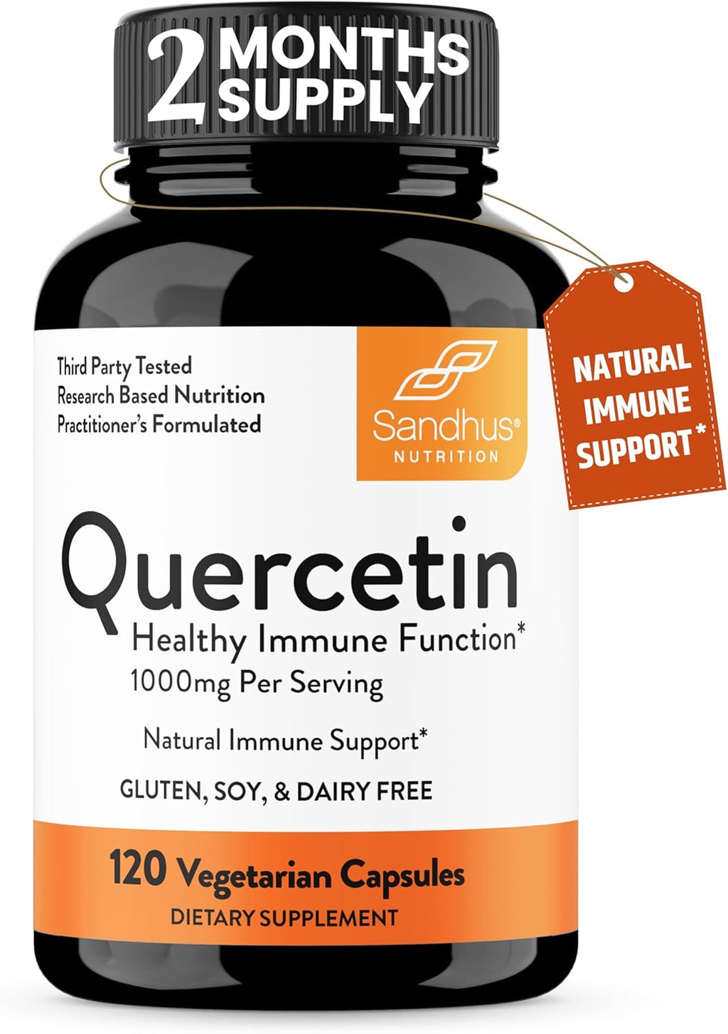 Sandhu's Quercetin Vegetarian Capsules Supplements 120 Count (Pack of 1) | Bioflavonoids for Immune Support Respiratory Health, Seasonal Allergy Support | Quercitin for Men and Women