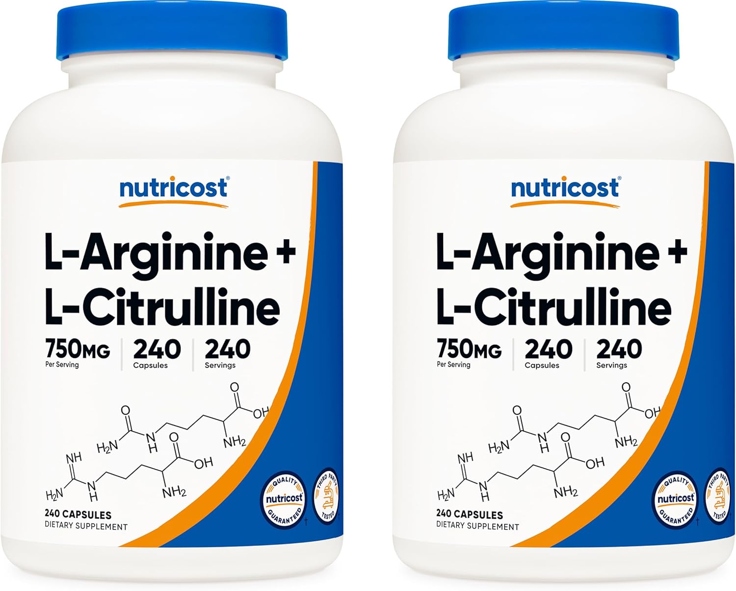 Nutricost L-Arginine L-Citrulline Complex 750mg, 120 Capsules - Non-GMO