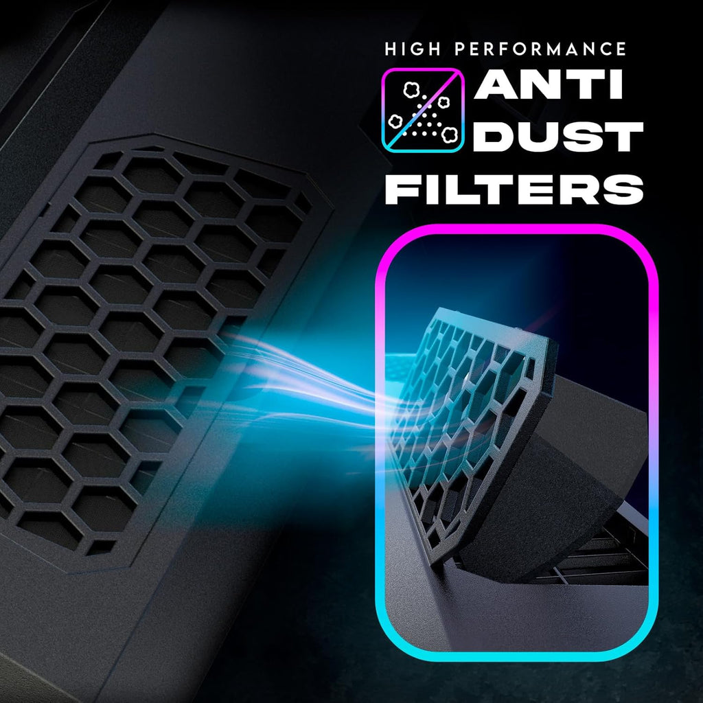 KLI Mistra Lapto Coolin Pa Ne Powerfu Turbo-Lapto Fan (450 RPM Rubbe Sea an Dus Filter fo Maximu Performanc Gamin Lapto Coole t Avoi Overheatin 15.6-17. inch