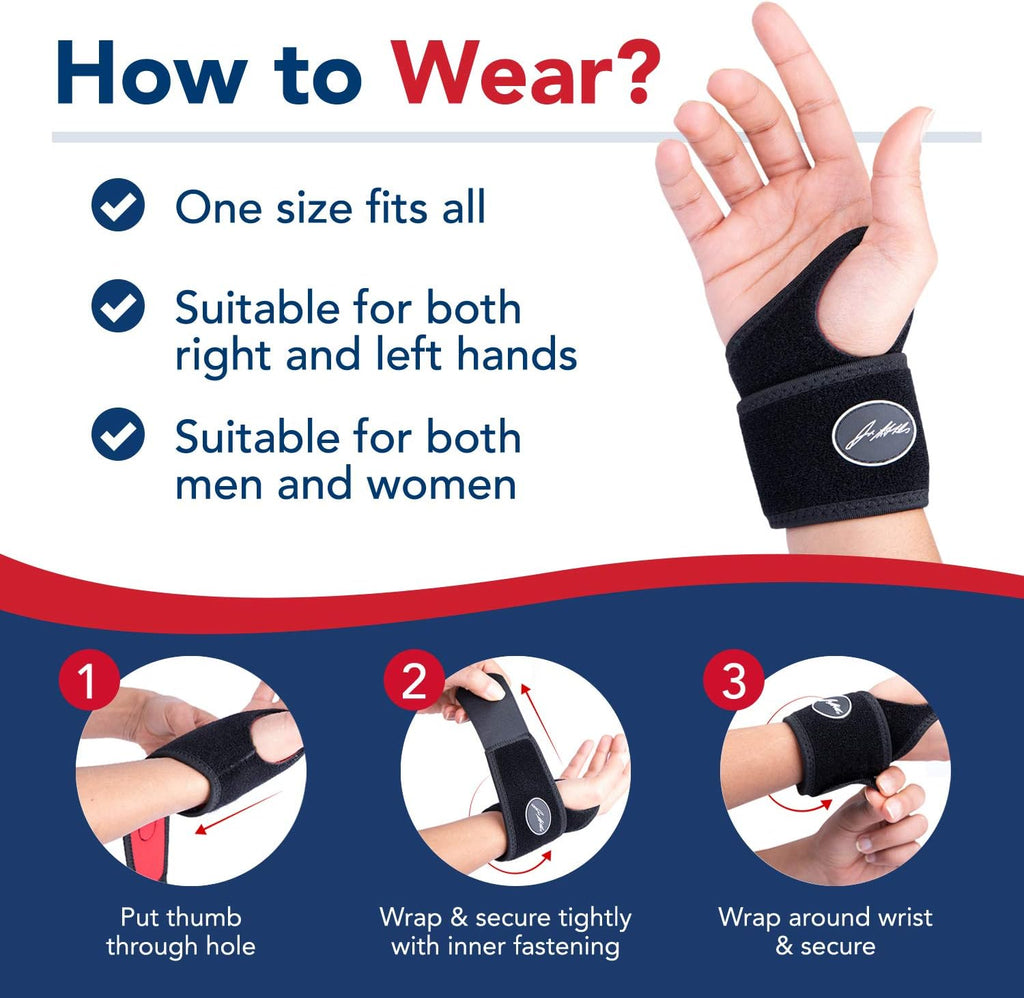 Doctor-Developed Gym Wrist Wraps, Lifting Wrist Wraps for Weightlifting, wrist compression brace for Workout, weightlifting straps With Thumb Loops, wrist wraps for weightlifting for Wrist Support, lifting straps gym for Men Women ¨C Black (Single)