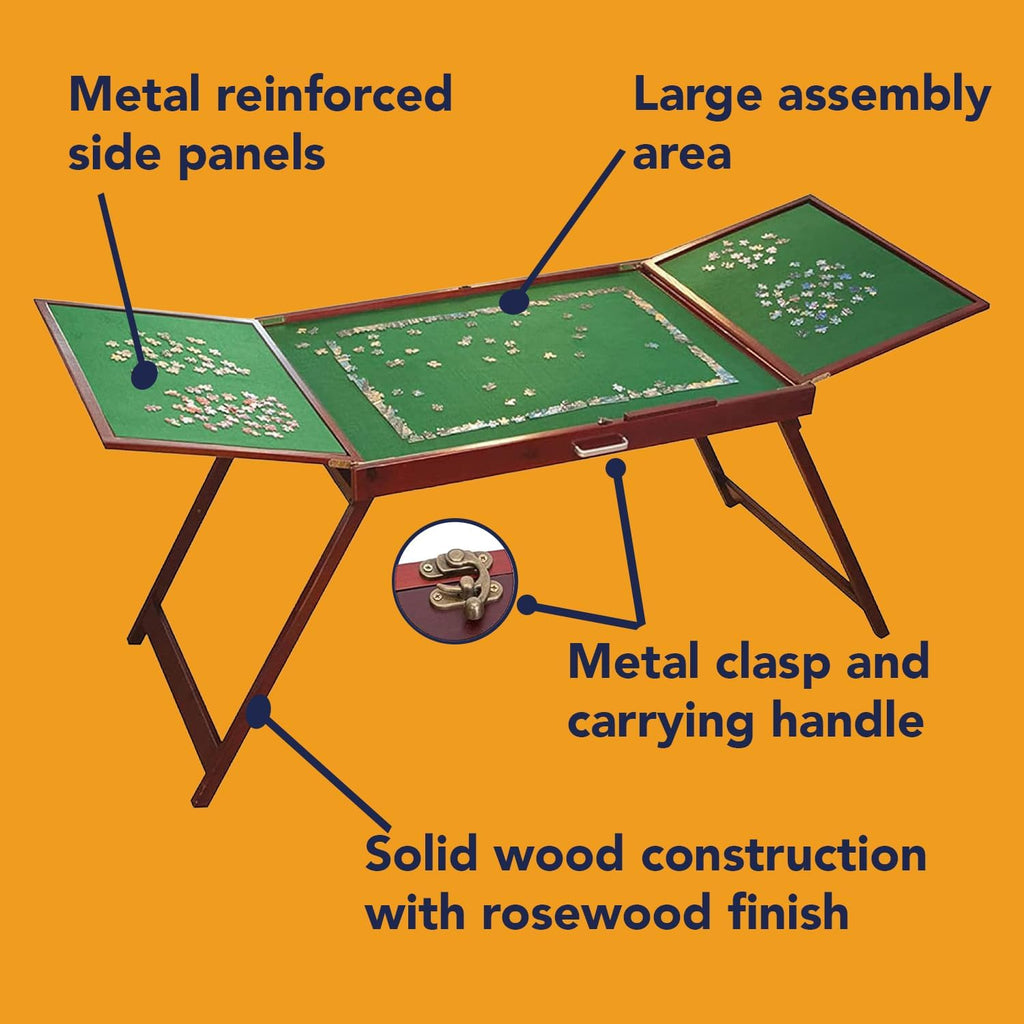 Bit an Piece Fold-and-g Woode Jigsa Puzzl Tabl wit Leg Foldin Puzzl Boar 150 Pieces Non-Sli Top Carr Handle Fel Sortin Area 66inc 25inc Wor Surface