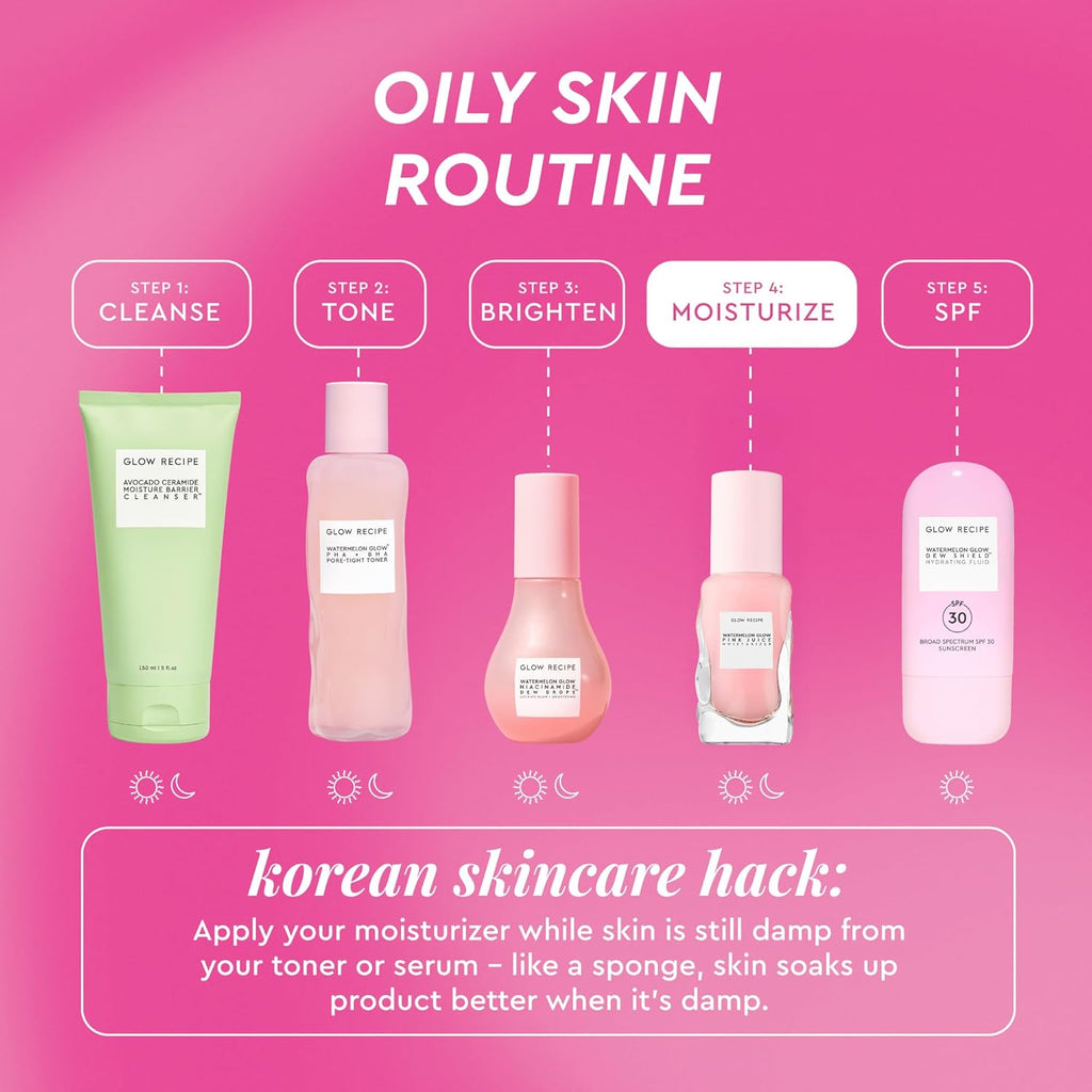 Glow Recipe Pink Juice Water Gel Face Moisturizer for Women, Men & Teens, Travel Size - Hydrating Hyaluronic Acid, Radiance Boosting, Oil-Free, Long-Lasting Korean Skin Care for Oily Skin (25ml)