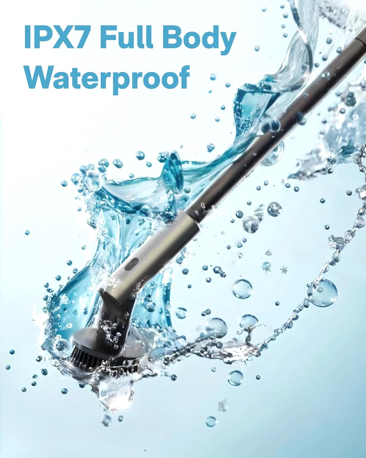 HOT Cordles Electri Spi Scrubber IPX Ful Bod Waterproo Bathroo Cleanin Brush Ma 2 in-lb Showe Scrubbe Brus wit Lon Handle Brus Heads Powe Scrubbe fo Bathroom Floor Tile