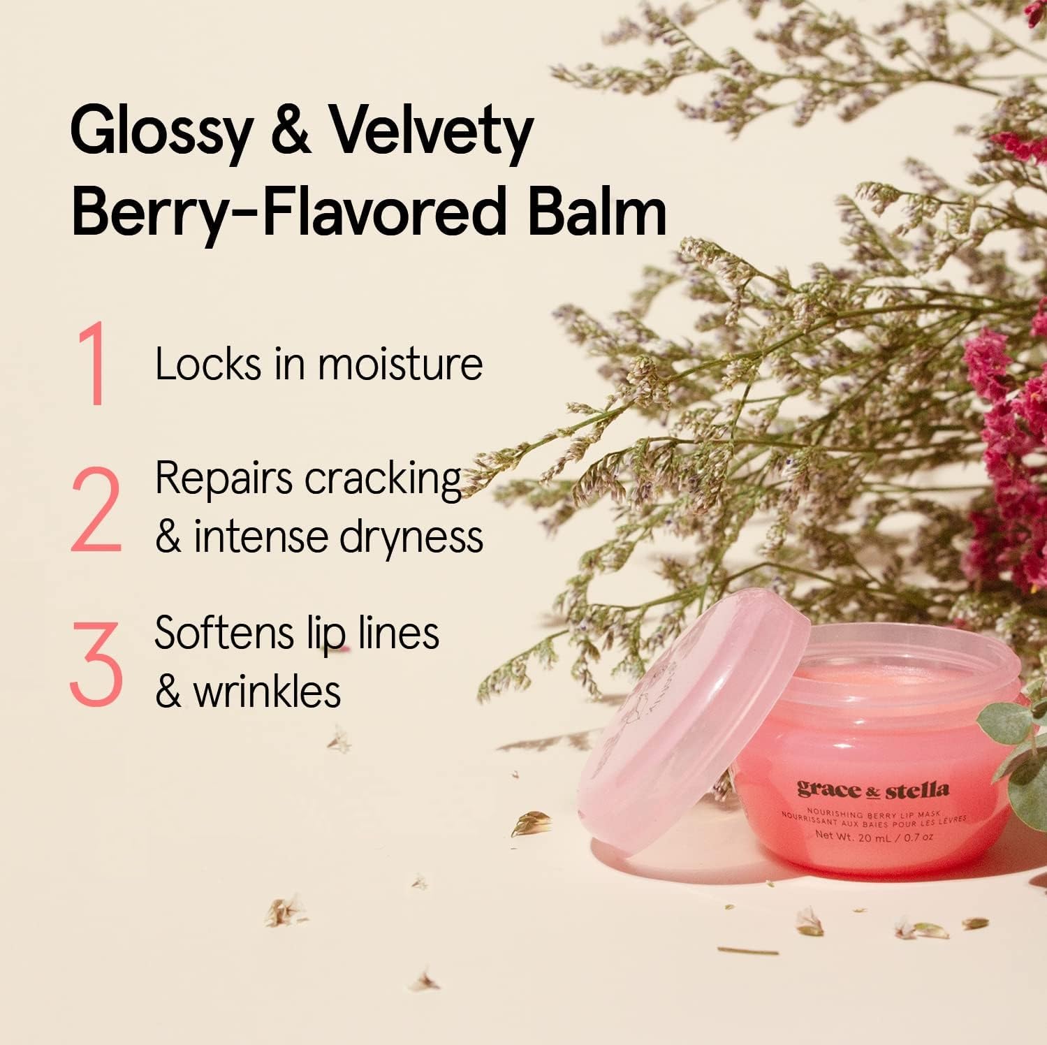 grace & stella Award Winning Lip Butter - Hydrating Lip Balm - Nourishing Lip Mask (1-pack) Travel Essentials, Travel Size Toiletries, Birthday Gifts for Women & Teens - Overnight Lip Repair - Vegan