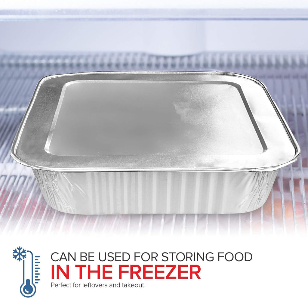 8x8 Foil Pans with Lids (10 Pack) 8 Inch Square Aluminum Pans with Covers - Foil Pans and Foil Lids - Disposable Food Containers Great for Baking Cake, Cooking, Heating, Storing, Prepping Food