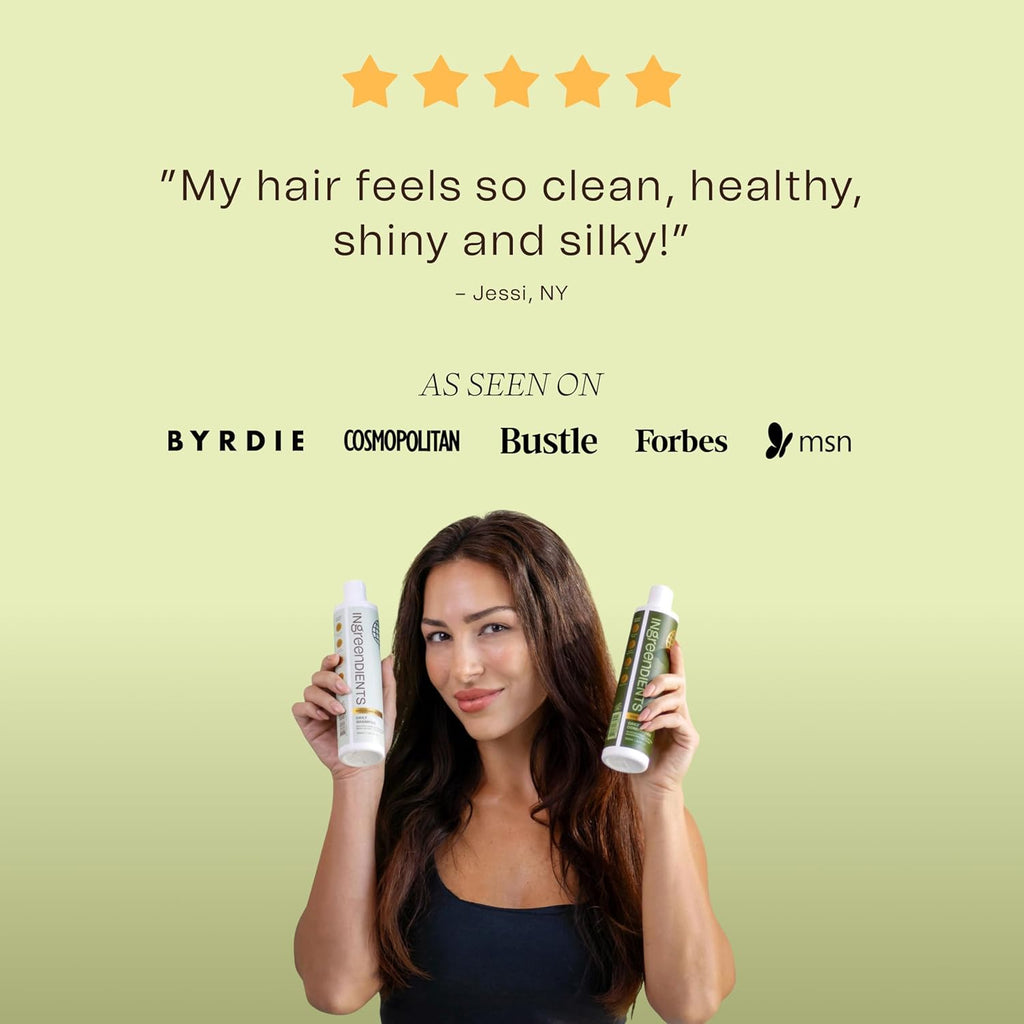 Ingreendients Natural Shampoo With Organic Ingredients - Sulfate Free, Color Safe, Non Toxic With Tea Tree Oil Apple Cider Vinegar, Vegan, Gluten Free, pH Balanced