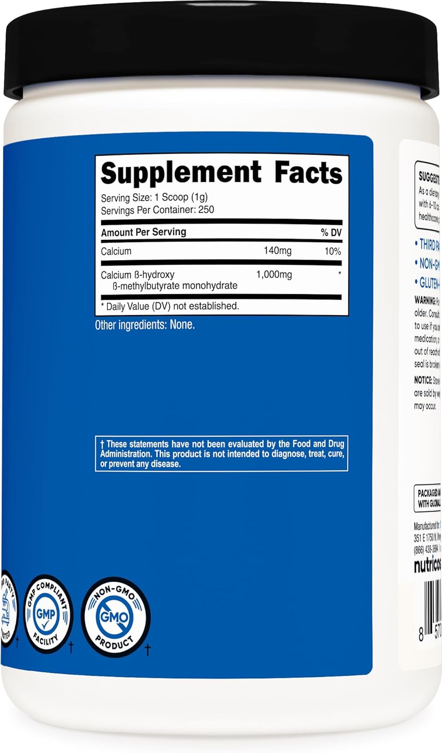 Nutricos HM Powde (Beta-Hydrox Beta-Methylbutyrate 25 Gram Glute Fre Non-GMO