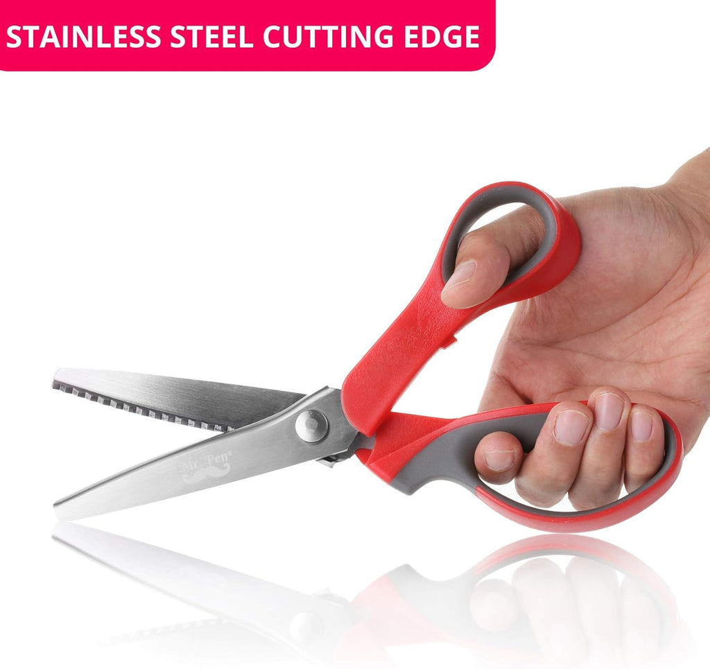 Pinkin Shear Comfor Grip Craft Zi Za Cu Sewin Scissors Scallope Scissor fo Fabric Professiona Handhel Dressmaking Suitabl fo Man Kind o Fabric an Paper