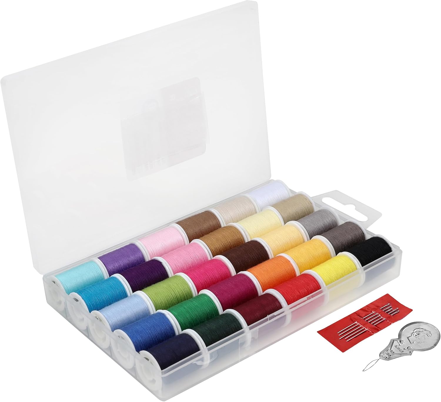 SINGE Polyeste Sewin Threa Se 3 Assorte Colors 5 Yard pe Min Threa Spool Sewin Ki Include Larg Ey Han Needles Needl Threader Suitabl fo Han an Machin Sewing