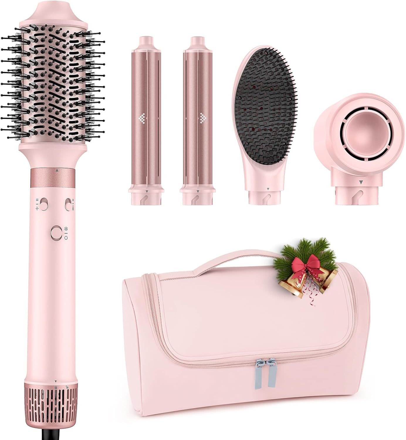 Dual Voltage Hot Air Styler Wrap - 5 in 1 Hair Dryer Brush with Fast Drying Blow Dryer, Styling, Straightening & Volumizing with Travel Bag (100V¨C240V) Gift for Women