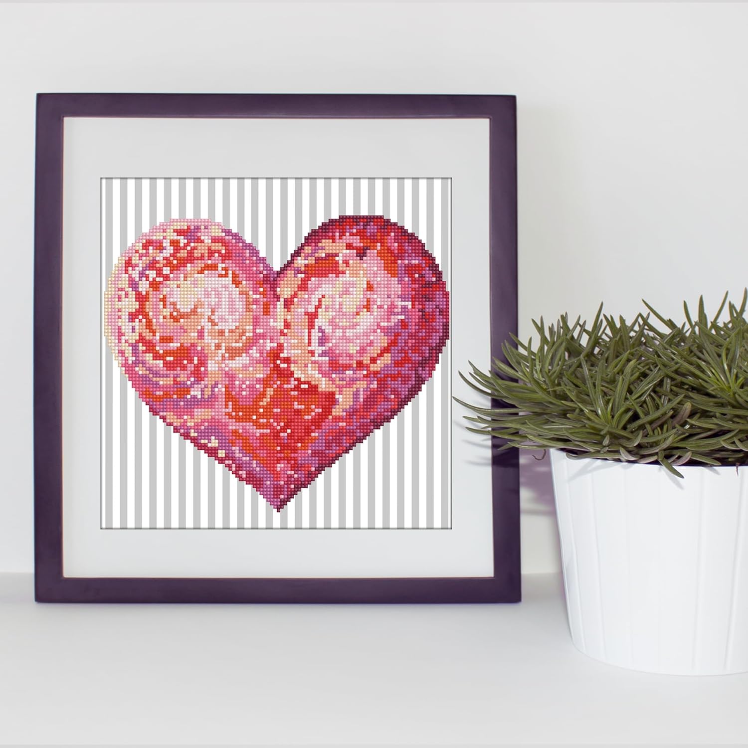 DIAMON DOT Heartfel wit Fram Hear Diamon Paintin Kit fo Adult Diamon Ar Kit Relaxin Creativ Craf Ki wit Dot Gem 12inchx12inch