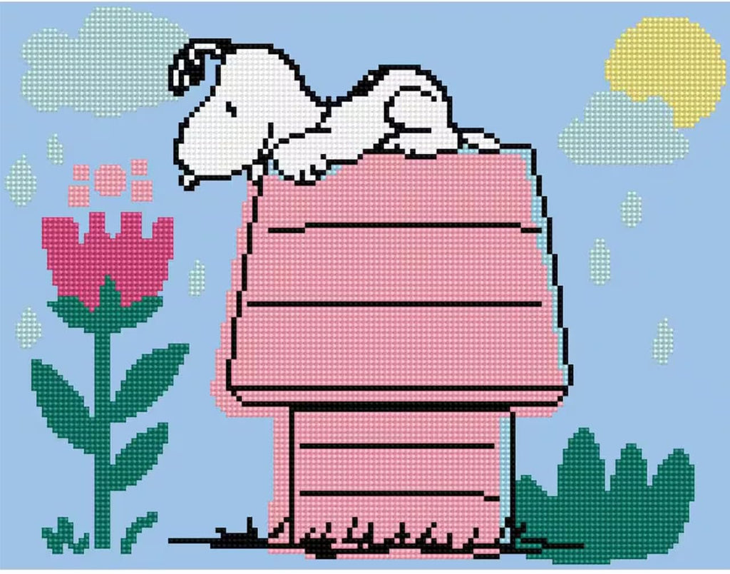 DIAMON DOT Do Hous (Peanuts Snoop Diamon Paintin Kit fo Adult Diamon Ar Kit Relaxin Creativ Craf Ki wit Dot Gem 15.5inch 12inch