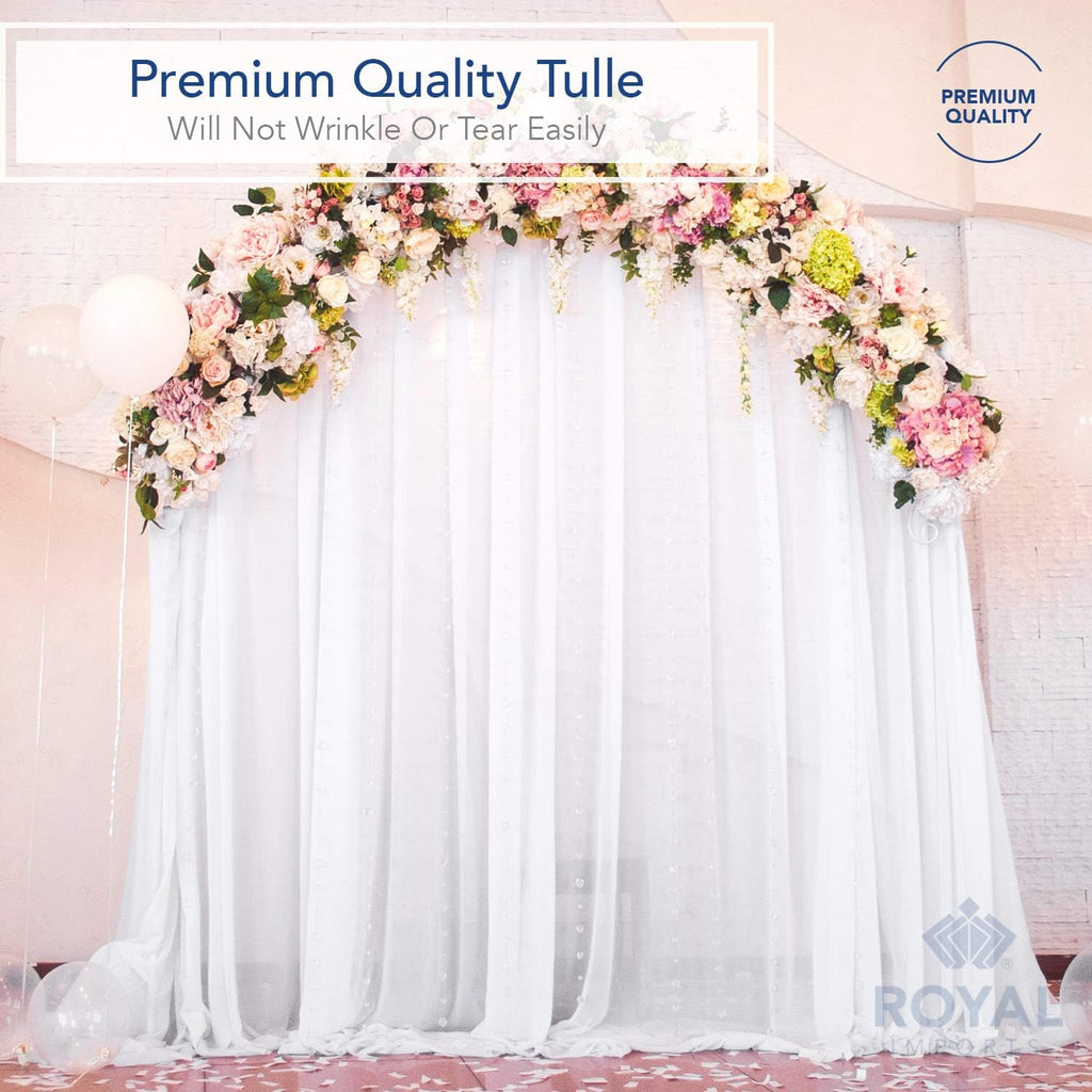 Roya Import 54 Fabri Tull Bol fo Weddin Part Decoratio Brida Showe Tut Roll Nettin Spoo Ribbo Wrapping White 4 YDS
